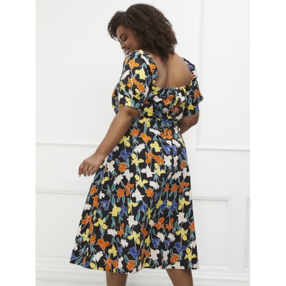 ELOQUII Elements Plus Sz Floral Puff Sleeves Dress - Picture 3 of 5